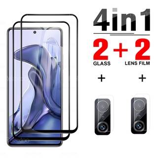 4 In 1 ฟิล์มกระจกนิรภัยกันรอยหน้าจอเลนส์สําหรับ Xiaomi Mi 11T 11T Pro Camera Full Cover On For Mi 11 T Pro