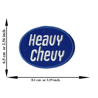 ตัดรีด ตัวรีดติดเสื้อ อาร์มปัก ติดเสื้อปัก ปักเสื้อ DIYลาย Heavy chevy สีน้ำเงิน