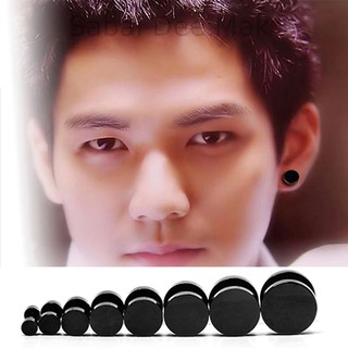 ขายส่งเท่านั้น | ต่างหู ตุ้มหู จิว ต่างหูผู้ชาย Black Gothic Barbell Earring Fashion Round Plain 3 to 10mm - 1 ข้าง