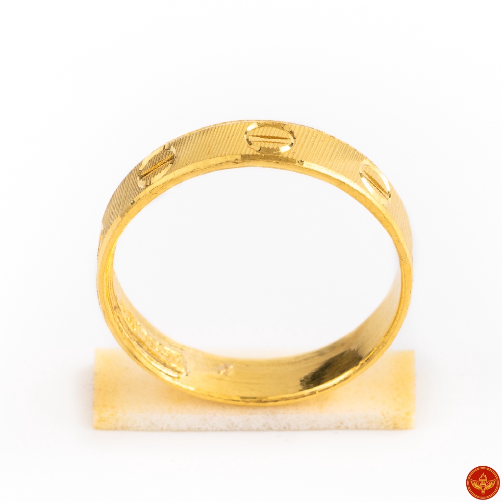LSW แหวนทองคำแท้ 1 สลึง (3.79 กรัม) ลาย ปอกมีดหัวตะปูรอบวง RC-85