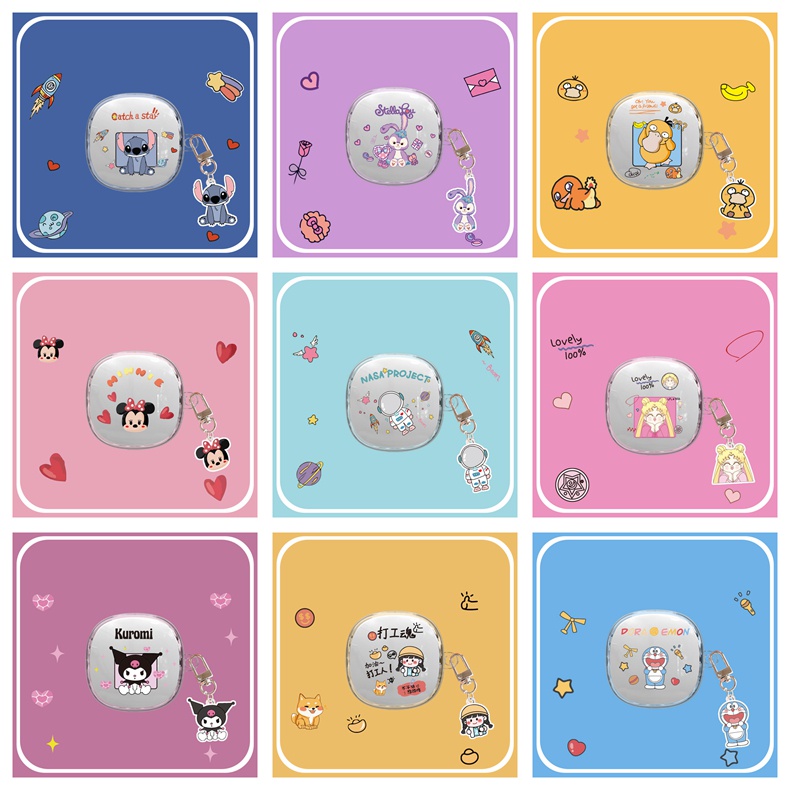 เคสหูฟัง TPU นิ่ม แบบใส ลายการ์ตูนนักบินอวกาศ มิกกี้เมาส์ พร้อมตะขอ สําหรับ Baseus Bowie WM02 TWS WM