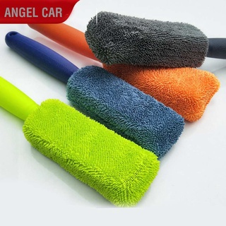 Car Wheel Cleaning Brush Microfiber Long Handle Soft Reusable Tire Rim Clean Tool for Cars Wash Shop(Orange )