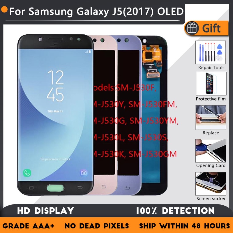Super Amoled สําหรับ Samsung Galaxy J5 2017 จอแสดงผล LCD J530 J530F LCD Touch Screen Digitizer Assem