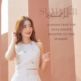 Hemper.th - Hannah Crop top เสื้อครอปผ้าลินินปักลาย [ กรุณาทักแชทเพื่อเช็คสต็อกก่อนสั่งซื้อ ]