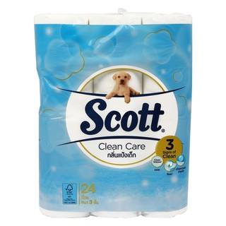 กระดาษชำระ ทิชชู่เปียก กระดาษชำระ SCOTT CLEAN CARE BABY POWDER 24 ชิ้น/แพ็ค อุปกรณ์ทำความสะอาด ของใช้ภายในบ้าน TOILET PA