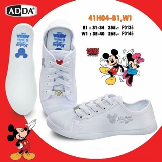 รองเท้าผ้าใบ รองเท้านักเรียนผูกเชือก ADDA มิกกี้เมาส์ สีขาว size 31-40