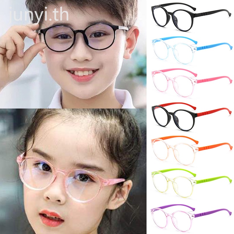 กรอบแว่นตา ทรงกลม ป้องกันแสงสีฟ้า ป้องกันแสงสะท้อน สีโปร่งใส สําหรับเด็ก