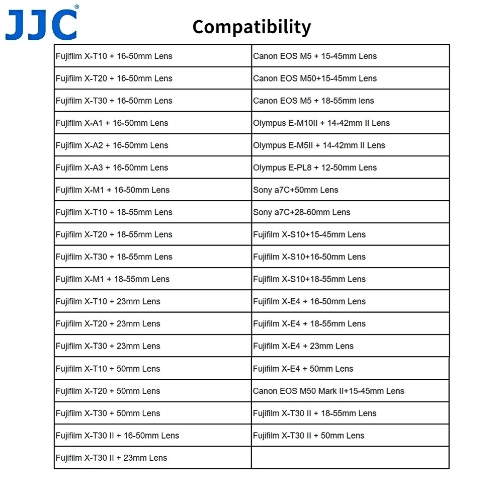 JJC OC-F2 กระเป๋าใส่กล้องสำหรับ Fuji Fujifilm X-T50 XT50X-S10 X-T30 II X-T20 X-T10 X-E4 X-E3 X-T100 X-A5 X-A3 X-A2 X-A1 X-M1 XS10 XT30II XT20 XT10 XE4 XE3 XT100 XA5 XA3 Canon EOS M50 Mark II M5 Olympus E-M10 E-M5 E-PL8