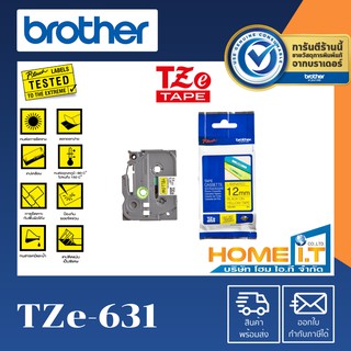 Brother TZE-631 ขนาด 12 mm ของแท้ อักษรสีดำ พื้นเหลือง  เทปพิมพ์ฉลาก