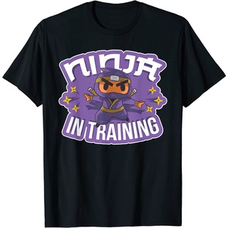 เสื้อยืด คอกลม ผ้าฝ้ายแท้ คุณภาพสูง ลาย Ninja in Training แฟชั่นสําหรับผู้หญิงS-5XL