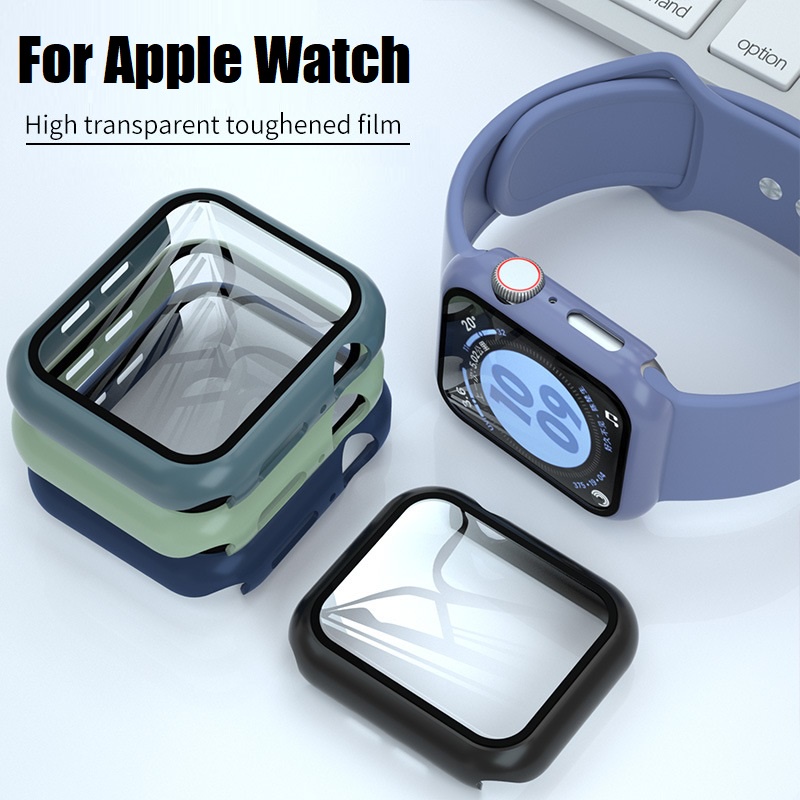 เคส applewatch 9 8 7 Case Apple Watch Case For iWatch Series 9 8 7 Tempered Glass Full Screen Protec