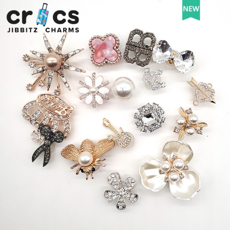 Jibbitz จี้ไข่มุก โลหะ เครื่องประดับแฟชั่น สําหรับตกแต่ง crocs