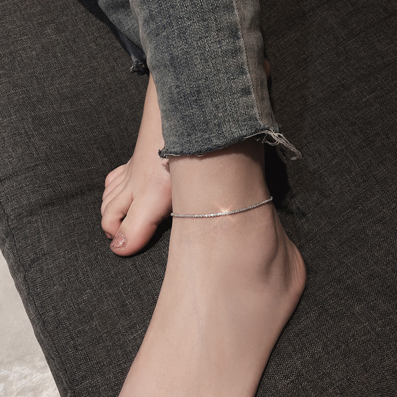สร้อยข้อเท้า สายโซ่ทองแดง ประดับกลิตเตอร์ รูปดาว ไม่เป็นสนิม แฟชั่นสไตล์เกาหลี สําหรับผู้หญิง เครื่องประดับสวยหรู