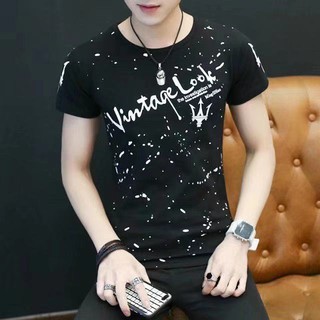 แขนสั้นผู้ชายเสื้อยืดคอกลมน้ำเวอร์ชั่นเกาหลีของแนวโน้มสลิมเสื้อยืดเสื้อ