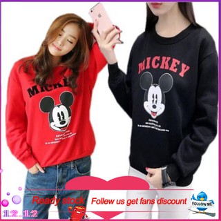 แฟชั่นมิกกี้พิมพ์เสื้อแขนยาวเสื้อกันหนาวผู้หญิงผ้า Mickey