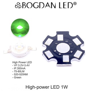 LED High power 1W GREEN แอลอีดีลูกปัดสีเขียว ให้ความสว่างสูงเต็มวัตต์ ความร้อนต่ำอายุการใช้งานยาวนาน สินค้าพร้อมส่งในไทย