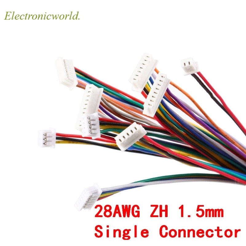 10pcs ZH 1.5 มม.สายไฟ DIY ZH1.5 JST 2 P 3 P 4 P 5 P 6 P-12pin สายอิเล็กทรอนิกส์ Single End 28AWG 15 