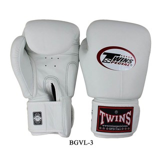 นวมซ้อมชกมวย ทวินส์ สเปเชี่ยล เมจิคเทป สีขาว 8,10,12,14,16 oz.หนังแท้ Twins special Boxing Gloves BGVL-3 ฺWhite sparring