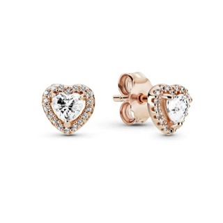 (พร้อมส่ง)*New*Pandora ต่างหู Sparkling Elevated Heart Stud