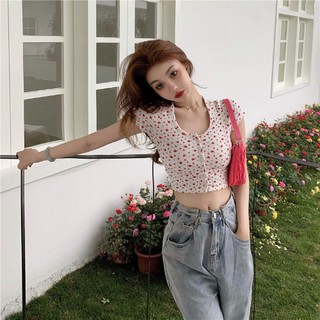 เสื้อcroptopลายดอกไม้