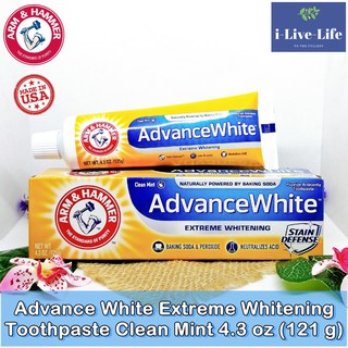 ยาสีฟัน สูตรแอดวานซ์ไวท์ Advance White Extreme Whitening Toothpaste Clean Mint 121g - Arm &amp; Hammer