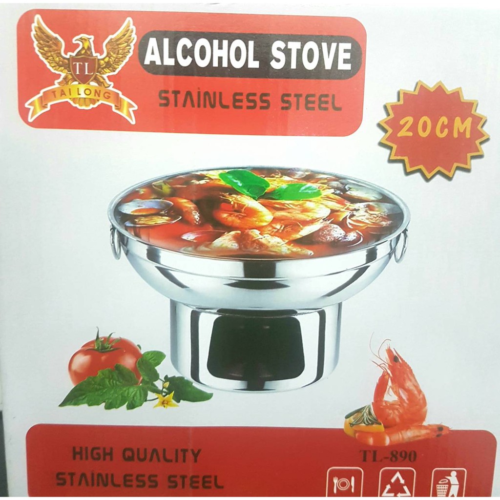 หม้อไฟแสตนเลสสตีลTAILONG แบบใช้โซดาไฟก้อนหรือถ่าน ขนาด 20 cm รุ่น TL-890