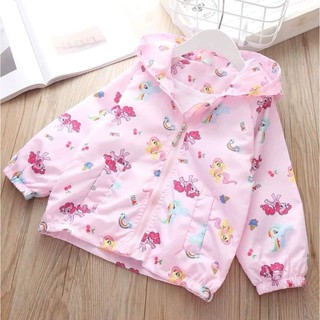 💖พร้อมส่ง💖เสื้อแจ็คเก็ตกันหนาวมีฮู้ดผ้าร่มลายโพนี่น่ารัก