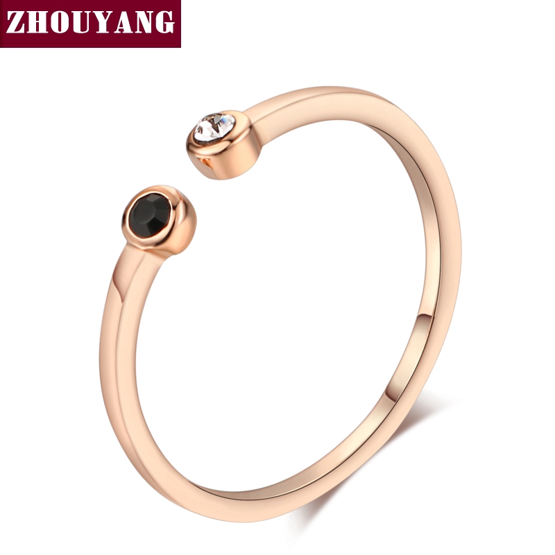 ZHOUYANG خاتم ميني بكريستال ذهبي وردي — صورة 5
