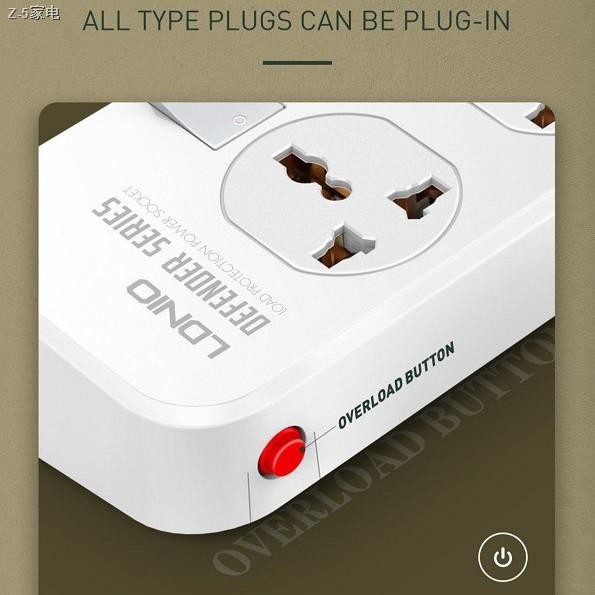 ▨▧LDNIO ปลั๊กไฟ SC4408 SC4407 ปลั๊กพ่วง รองรับถึง 4 universal outlet Power Strip 2500W สายยาว 2เมตร 