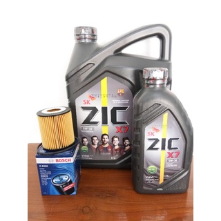 น้ำมันเครื่องดีเซลZIC X7 5W30 แพ็ค6ลิตรแถม1ลิตรพร้อมกรองน้ำมันเครื่องใช้สำหรับMAZDA BT50Pro FORD All New Ranger