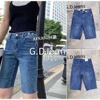 G.D.Jeans รุ่น 1311 กางเกงยีนส์แฟชั่นขาสามสวนผ้ายืดทรงเรียบปักลายข้างขอบเอวกางเกงตามเทรน