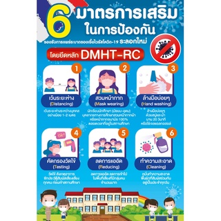 ป้ายไวนิล มาตรการป้องกัน โควิด19 / Covid19 สถ่านศึกษา โรงเรียน DMHT-RC