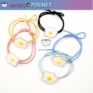 【Magic Pocket】หนังยางรัดผมสไตล์เกาหลีน่ารักๆ ลายไข่ดาว ลุคน่ารักๆ หนังยางผูกผม เครื่องประดับผม ZJ010