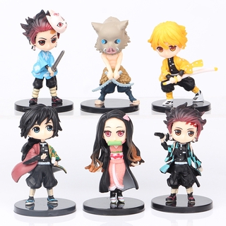 ฟิกเกอร์โมเดล Demon Slayer Tanjirou Zenitsu 6 ชิ้น