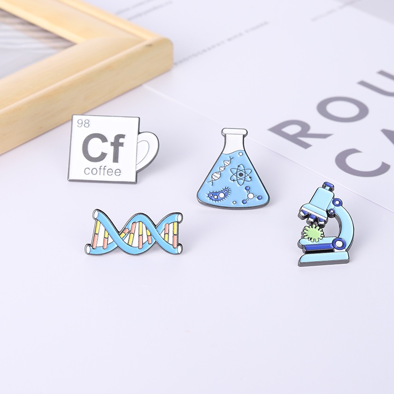 Pin Dna Pin เข็มกลัดการ์ตูนวิทยาศาสตร์เคลือบจุลทรรศน์สําหรับคนรักวิทยาศาสตร์ของขวัญวิทยาศาสตร์