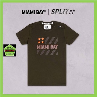 Miami Bay เสื้อคอกลม ชาย รุ่น Split สีเขียวขี้ม้า