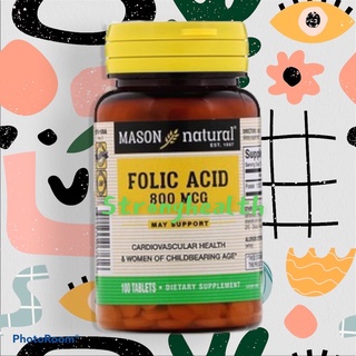 Mason Natural, Folic Acid, 800 mcg, 100 Tablets