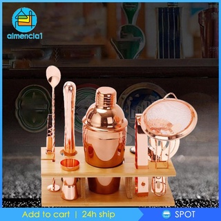 [🆕M2-ALM1✨Handa na Stock✨] 11Pcs Rose Gold Cocktail Shaker Set Bartending Martini Making Accessories