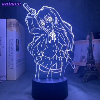 โคมไฟกลางคืน Led รูปอนิเมะ Toradora Taiga Aisaka 3d หลากสีสัน สําหรับตกแต่งห้องนอน