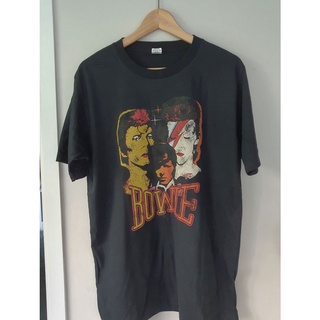 คอลูกเรือเสื้อยืดคอกลมDavid Bowie T-shirt เสื้อยืดผ้าฝ้ายแท้