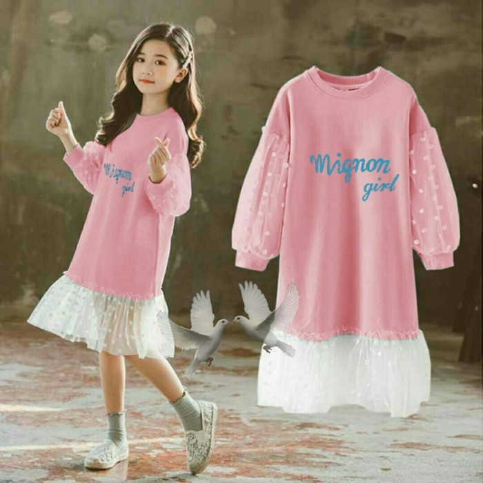 MIGNON KID DRESS / GIRLS DRESS / - สีชมพู 3-5 ปี