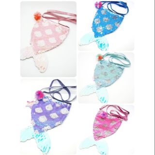 ส่งฟรี​ กระเป๋าสะพายข้างทรงหางปลา ย้อนเกล็ด Polka Dot