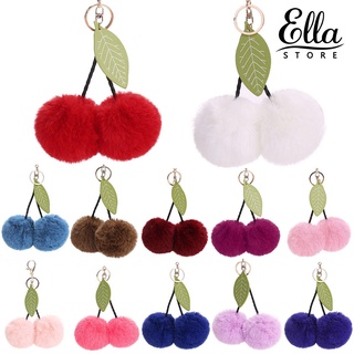 Ellastore123 พวงกุญแจ จี้รูปเชอร์รี่น่ารัก สําหรับห้อยกระเป๋า กุญแจรถยนต์