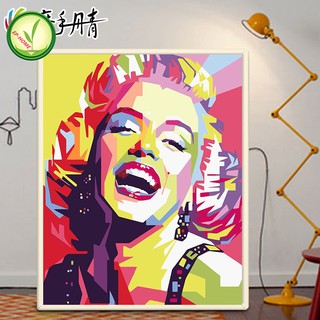 EP-HOME DIY ภาพวาดสีน้ำมัน ภาพระบายสีตามตัวเลข Marilyn Monroe unframe