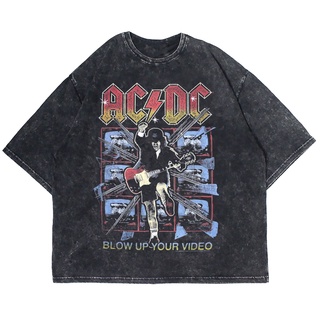 เสื้อยืด โอเวอร์ไซซ์ ACDC BLOW UP YOUR VIDEO WASHING VINTAGE TEE (เสื้อยืดซักผ้า)