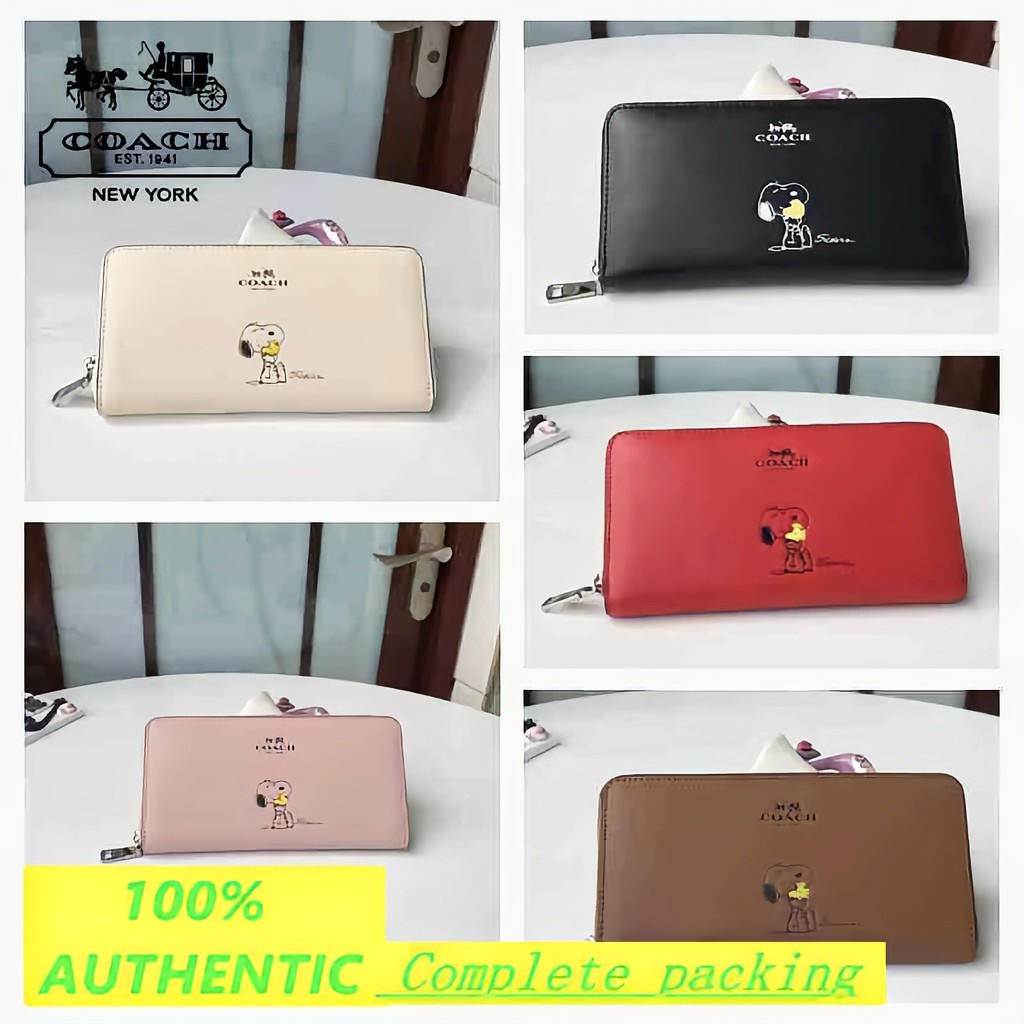 100 Original Coach long wallet female zipper wallet cute print in stock