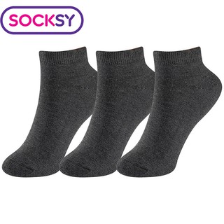 Socksy ถุงเท้า 12 คู่/สี ถุงเท้าข้อสั้น สีเทา ชาย/หญิง ถุงเท้าใส่ทำงาน ถุงเท้านักเรียน ถุงเท้ากีฬา