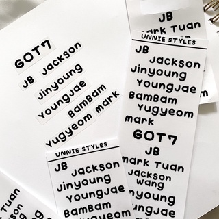 สติ๊กเกอร์ใส GOT7 NAME TAG (ไดคัท)