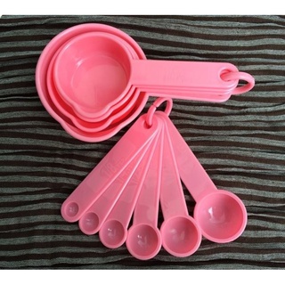 10pcs measuring cups and spoons,pink ชุดถ้วยตวงพร้อมช้อนตวงสีชมพู