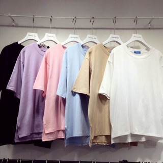 Basic T-shirt style korea 🦄💗 Color:white black sky blue khaki pink purpleMade